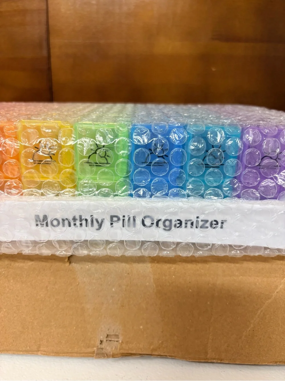 Monthly 31-Day Pill Organizer Morning and Evening Compartments - Rainbow